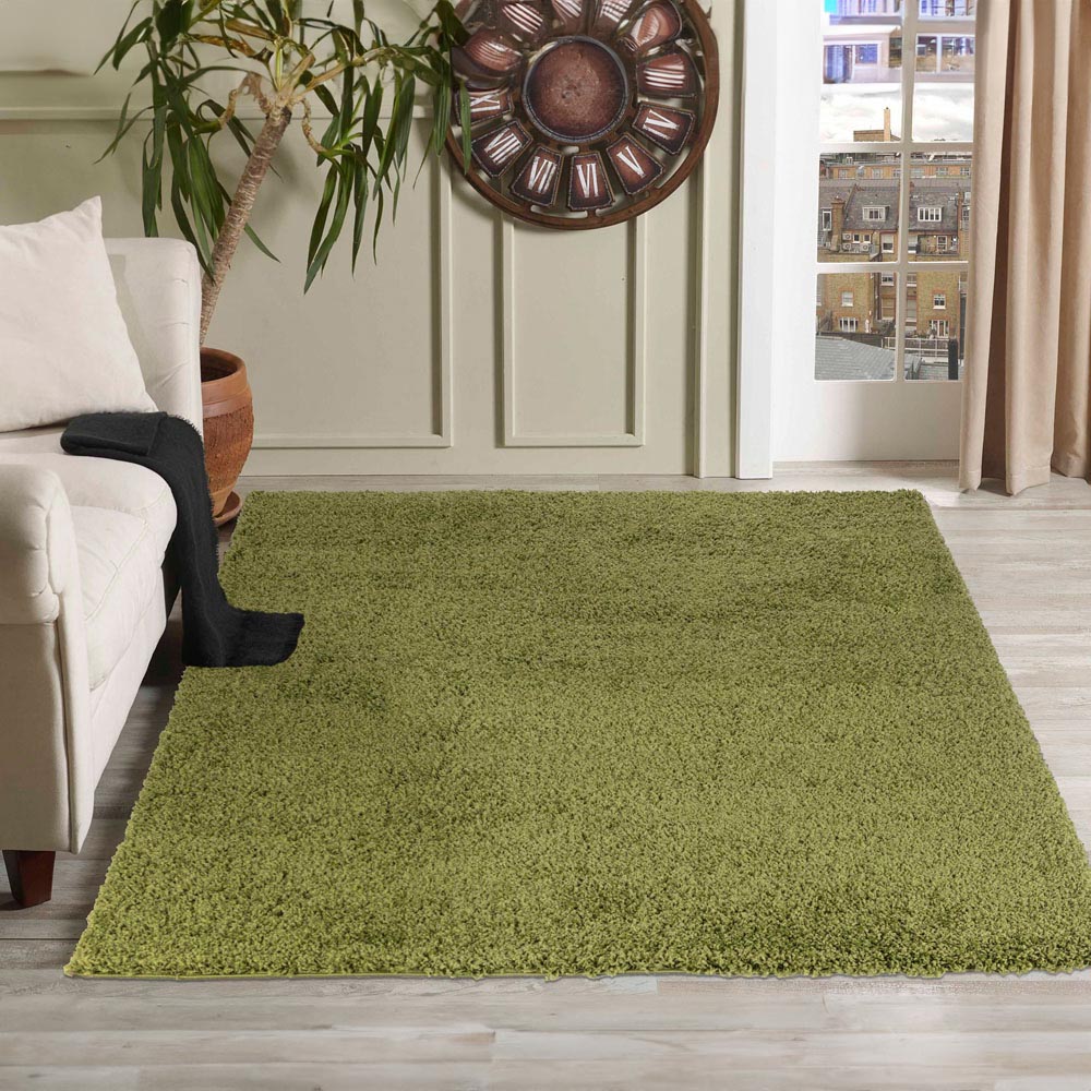 Desire Rugs Oxford Green Plain Shaggy Rug 160 x 230cm Image 2