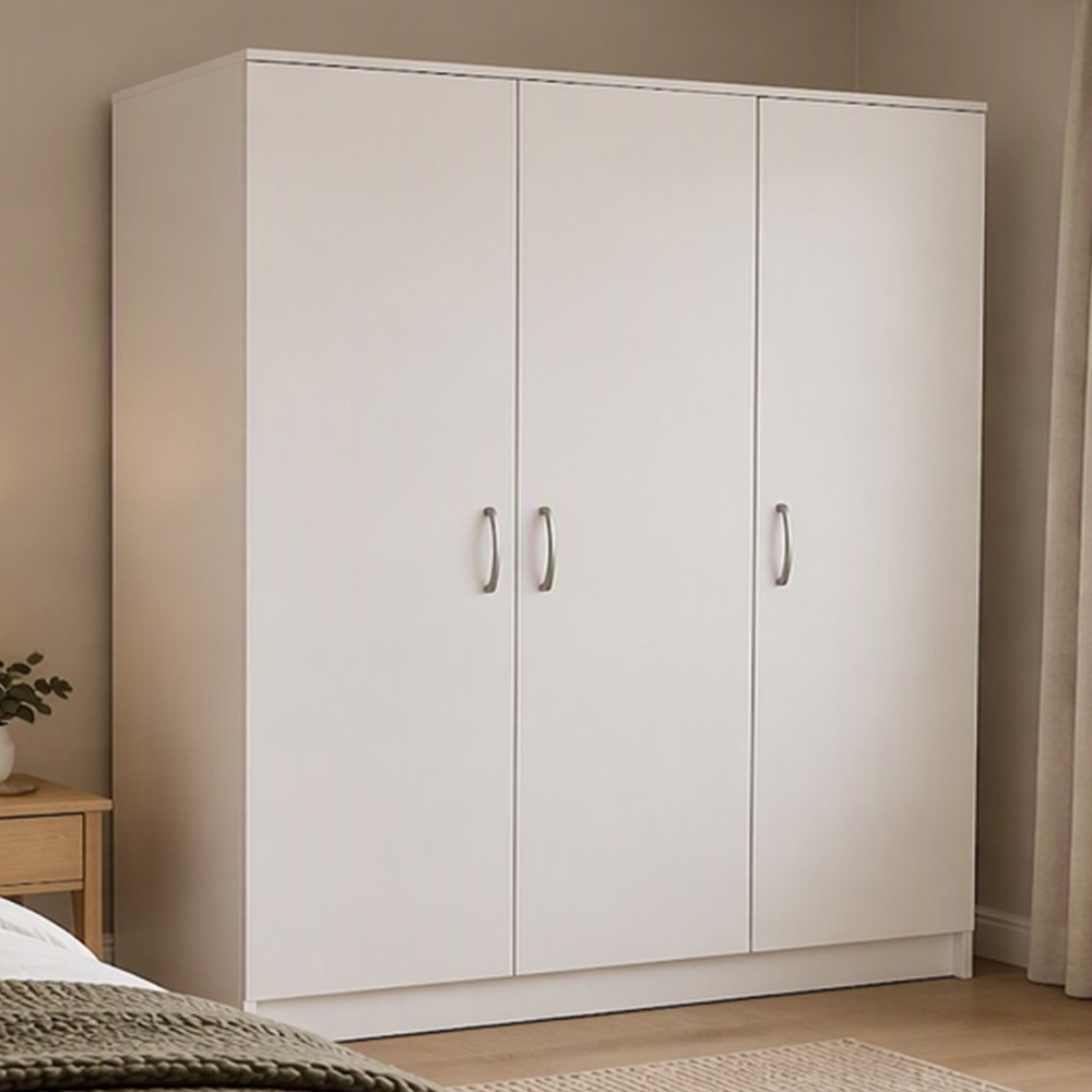 TJ'S Venice 3 Door White Wide Wardrobe Image 1