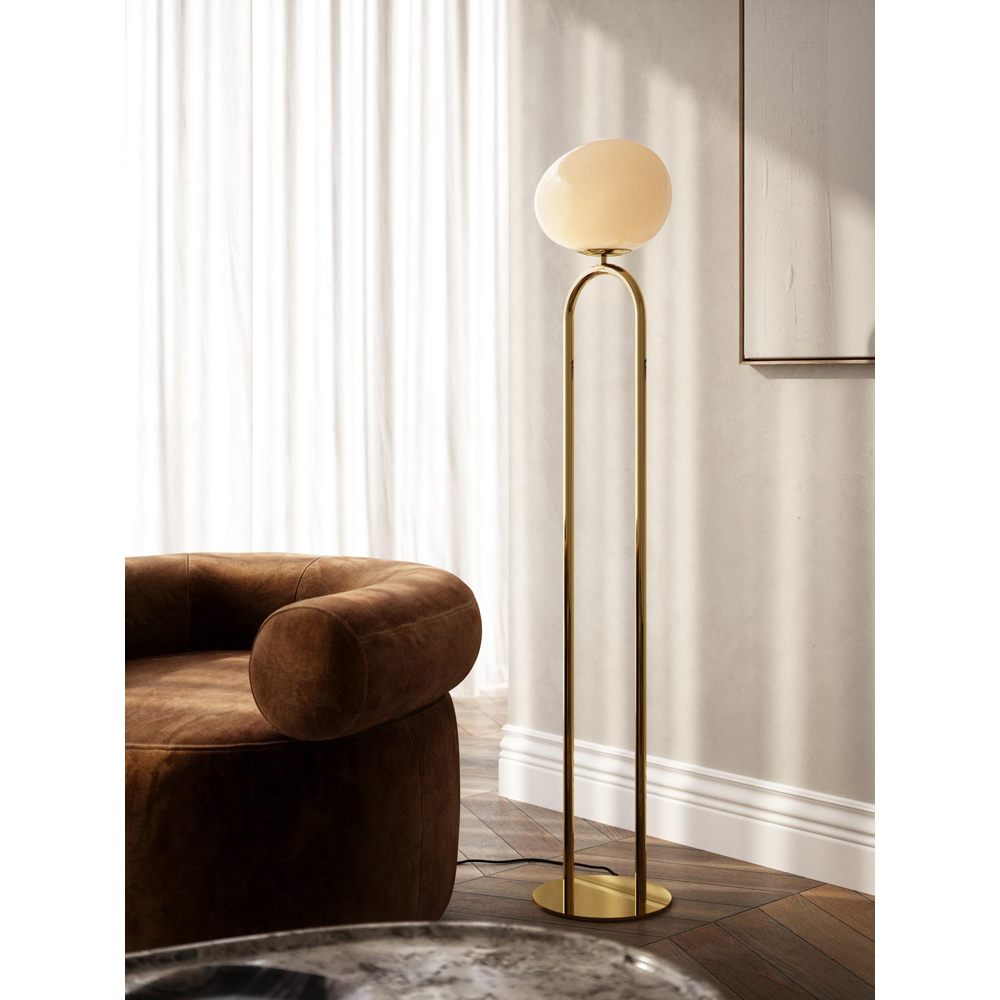 Nordlux Shapes Brass Opal Glass Shade Floor Lamp Image 2