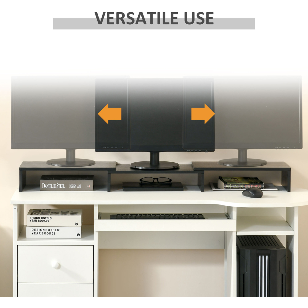 Portland Black Dual Monitor Adjustable Stand Riser Image 6