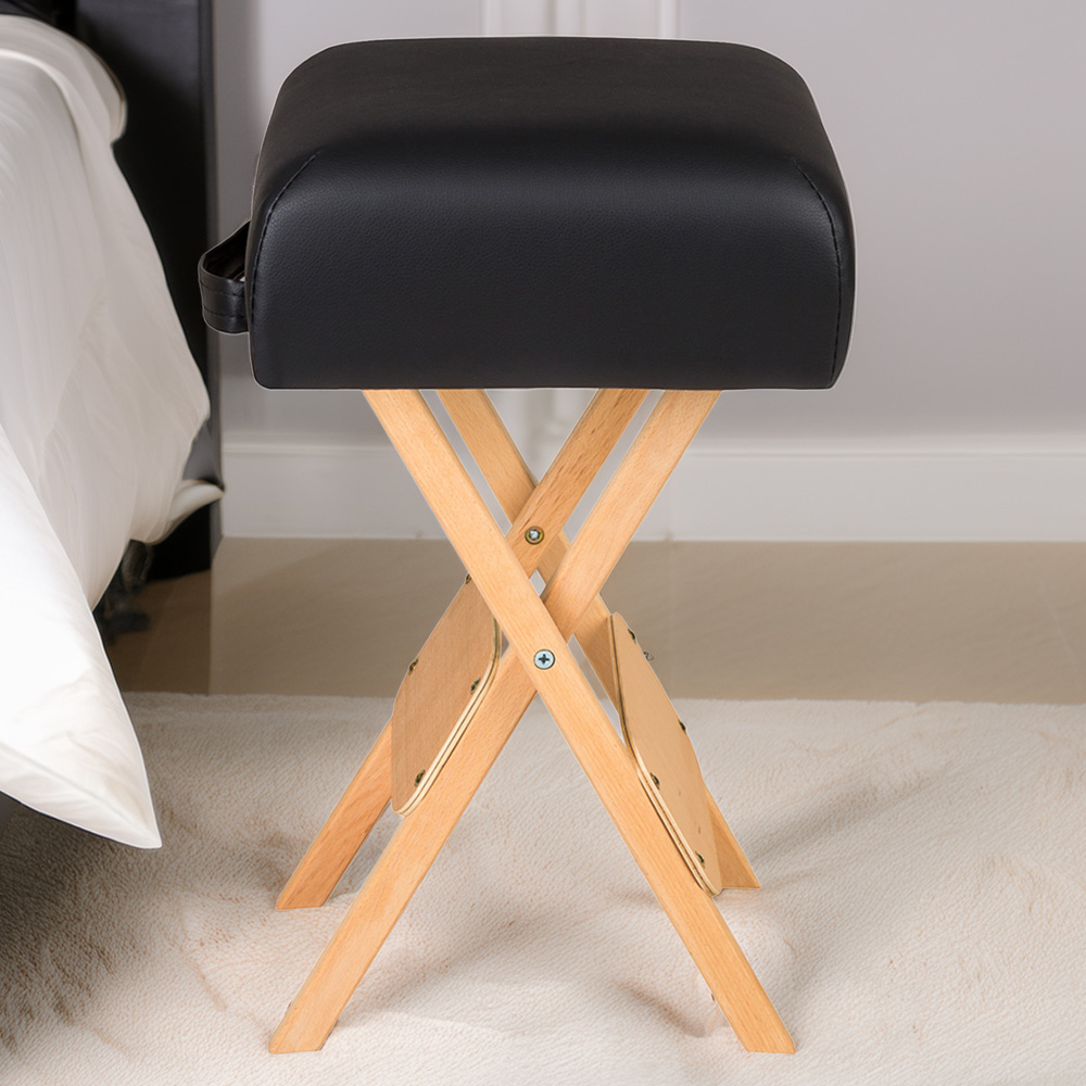 tectake Black Stool and Bolster Cushion Set Image 1