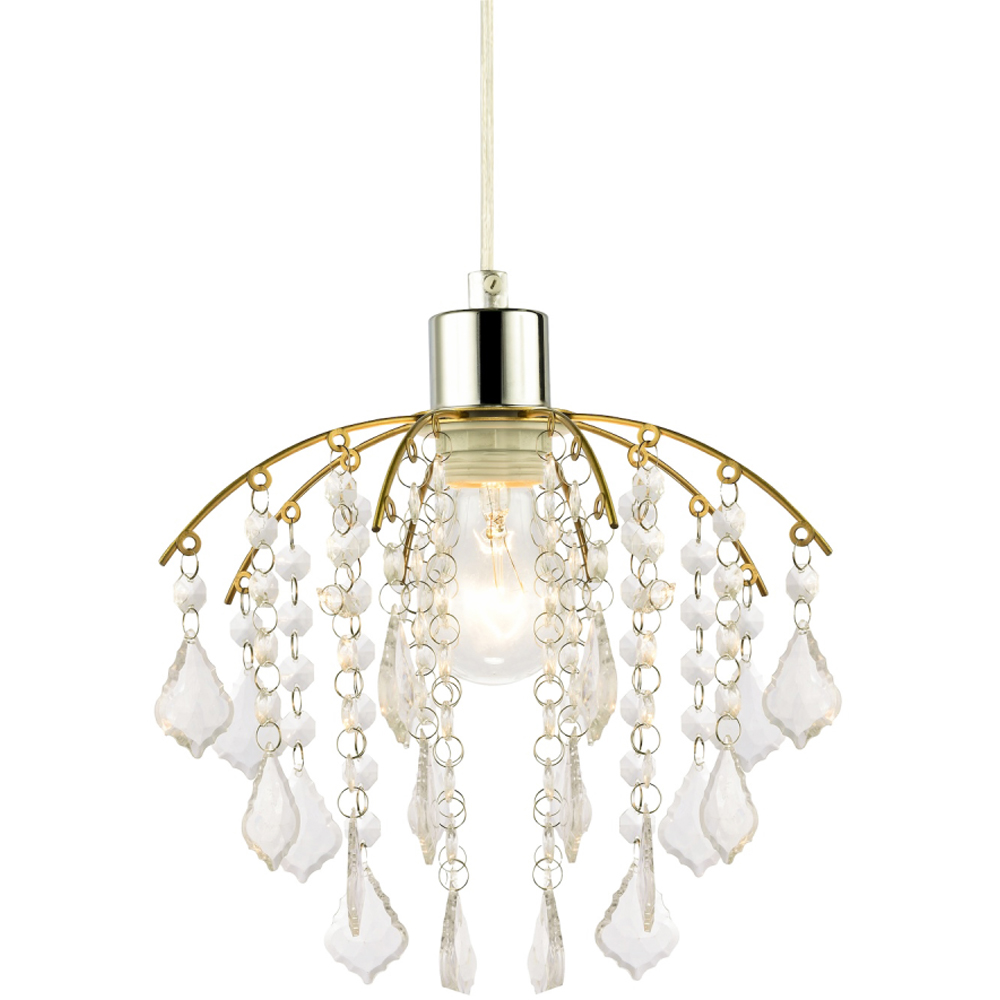 Happy Homewares Gold Frame Waterfall Pendant Shade with Acrylic Droplet Image 3