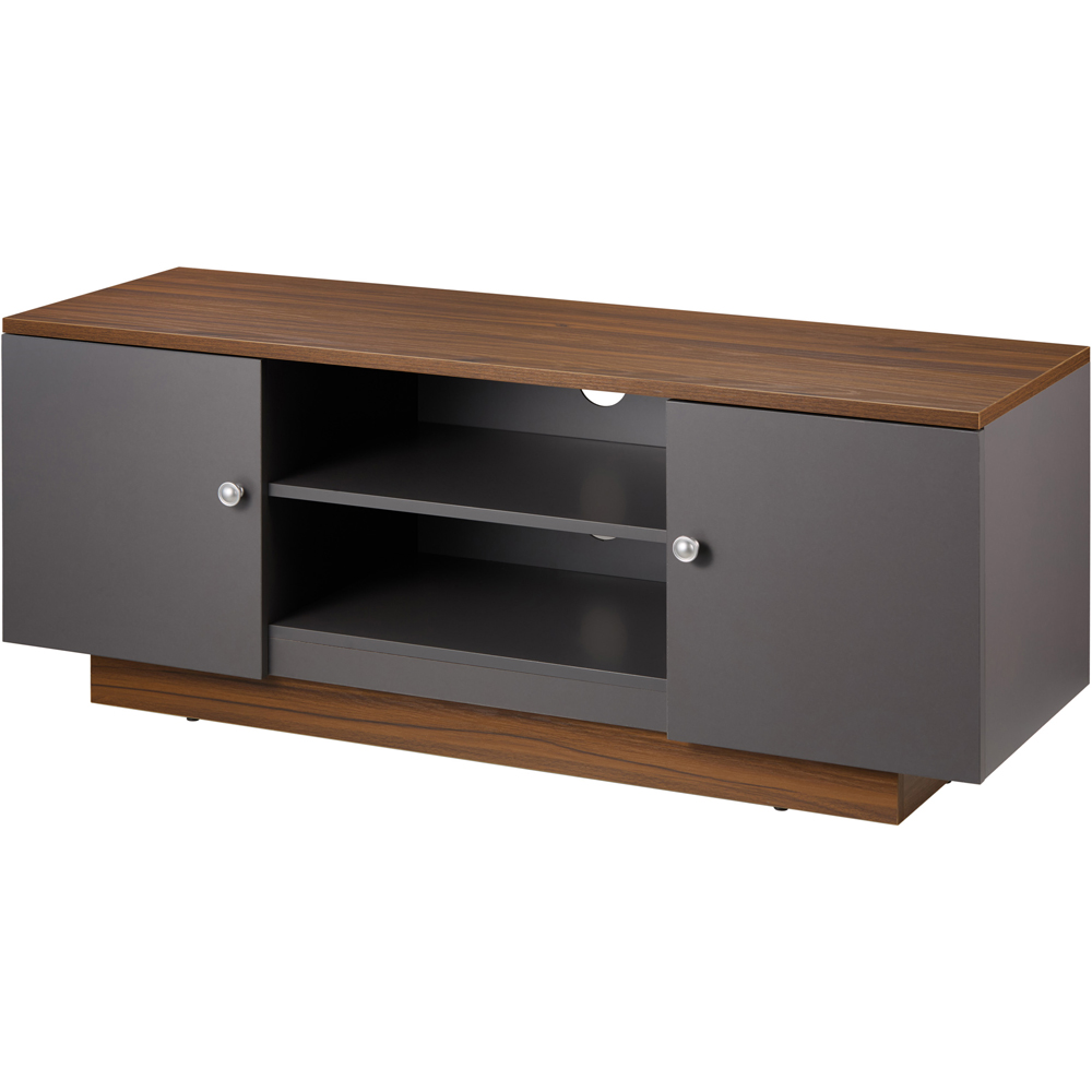 TTAP Venice Grey and Walnut 2 Door 2 Shelf TV Cabinet Image 2