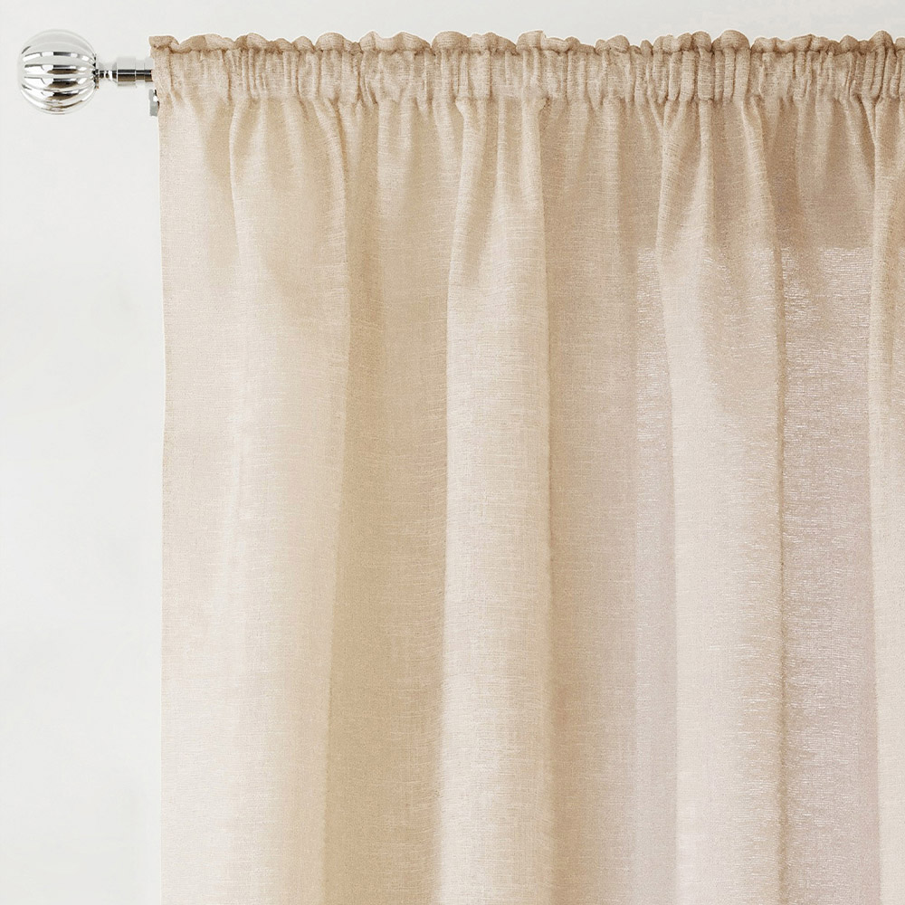 Tyrone Textiles Rhodes Natural Linen Look Rod Pocket Voile Panel Curtains 140 x 183cm Image 2