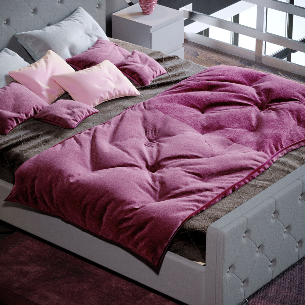Vida Designs Arabella King Size Light Grey Linen Bed Frame Image 5