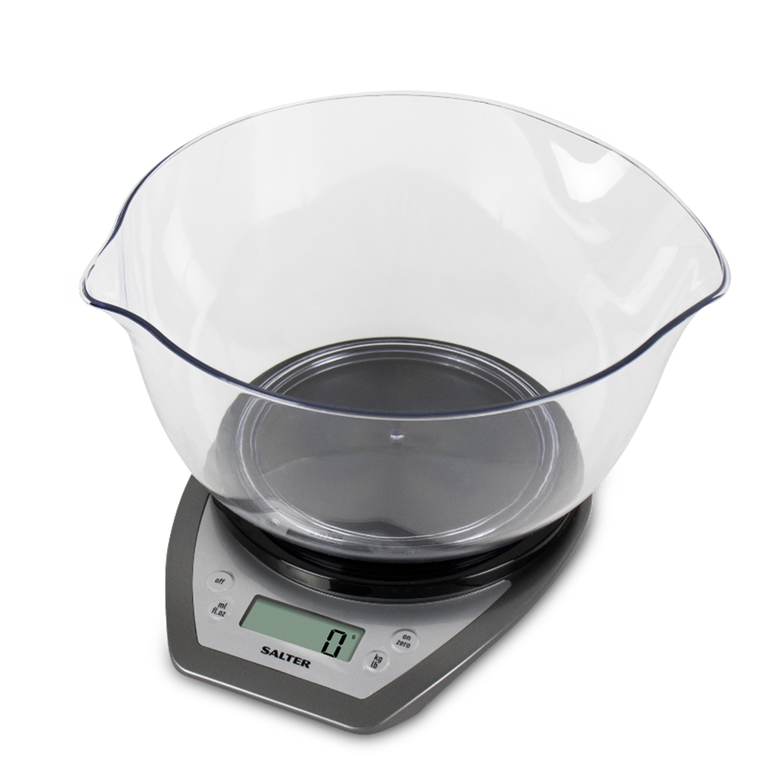 Salter Grey Electronic Kitchen Scale with Mixing Bowl Image 1