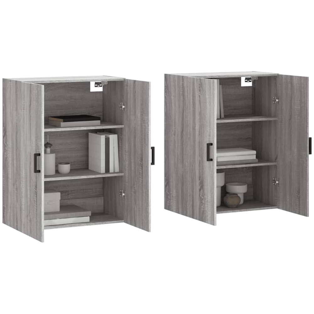 vidaXL 2 Door Grey Sonoma Wall Mounted Cabinet 2 Pack Image 3