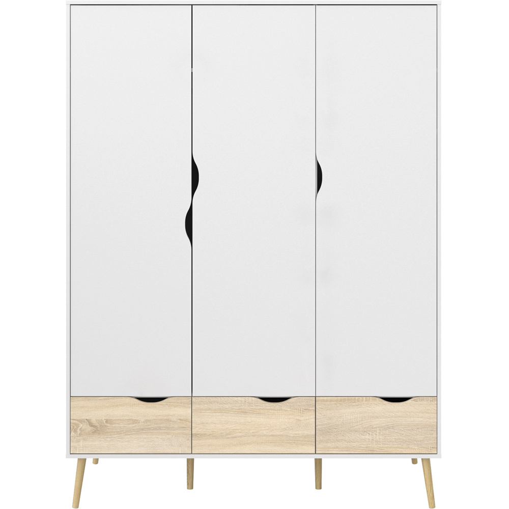 Florence 3 Door 3 Drawer White and Oak Wardrobe Image 3