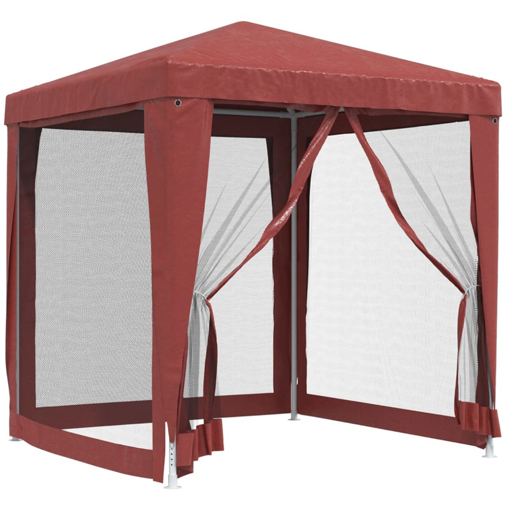 vidaXL 2 x 2m Red Party Tent with 4 Mesh Sidewalls Image 2
