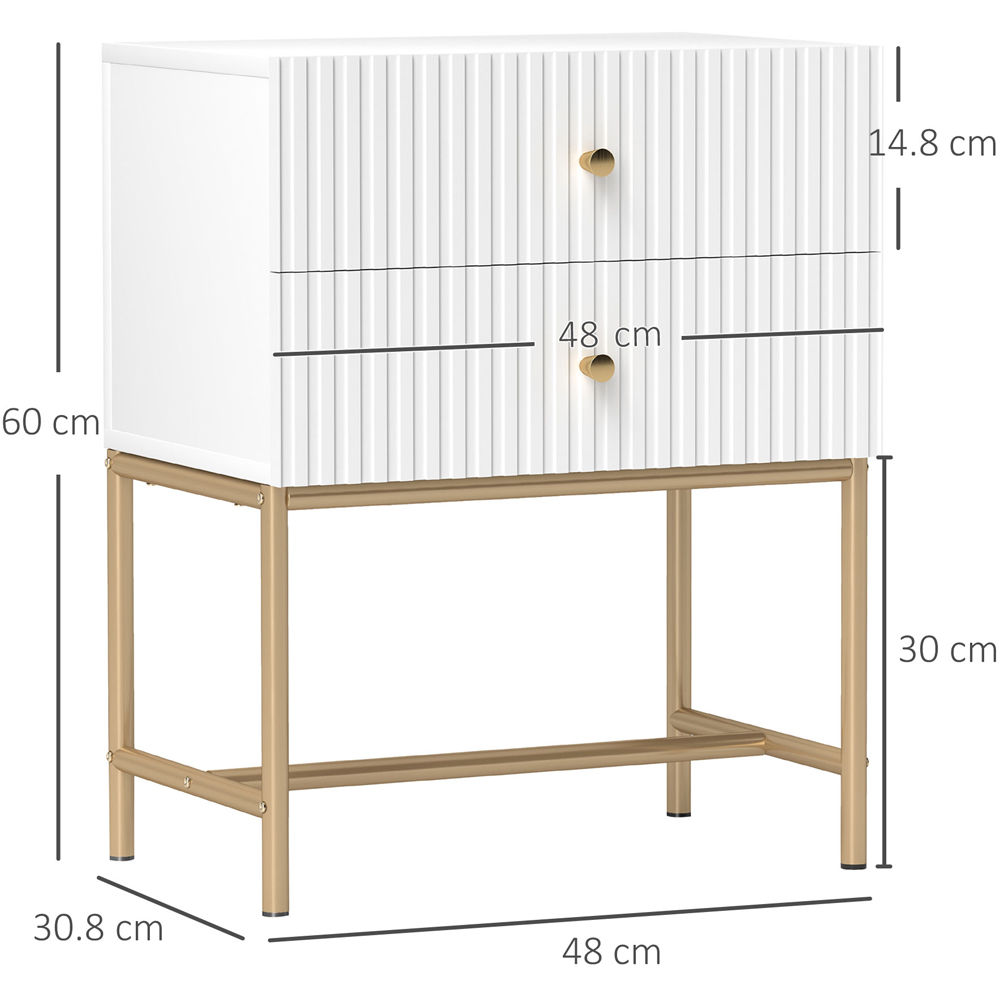Portland 2 Drawer White Modern Bedside Table Image 9