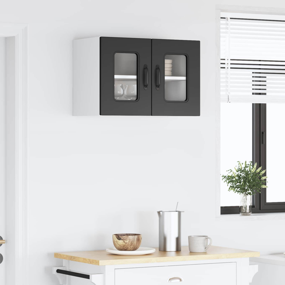 vidaXL Kalmar 2 Door Black Wall Kitchen Cabinet Image 9