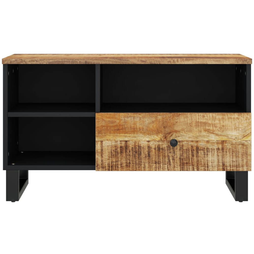 vidaXL Single Drawer 3 Shelf Light Brown Solid Mango Wood TV Cabinet Image 3