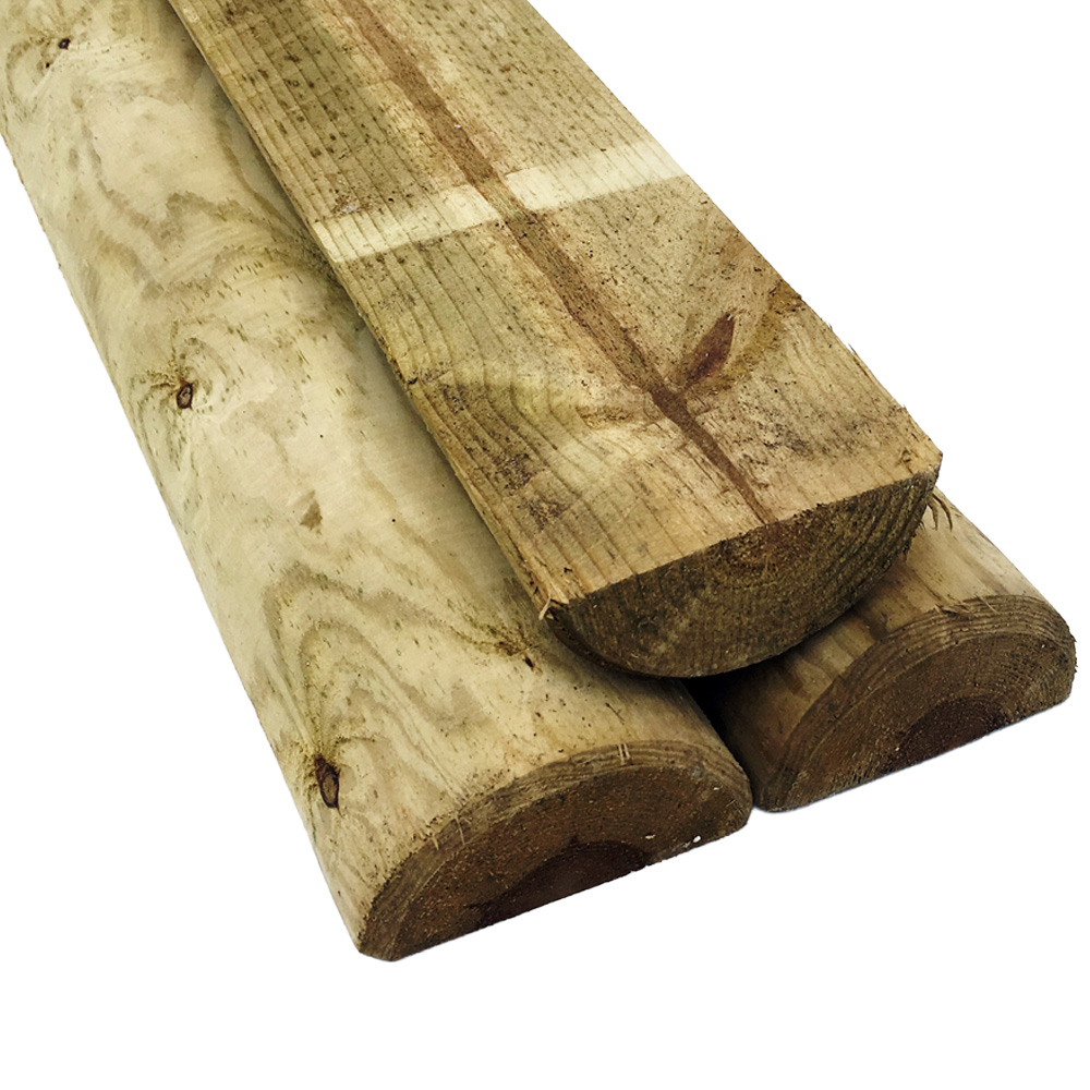 Inspirational Gifting Half Round Wooden Fence Rail 1.8m x 100mm 10 Pack Image 1