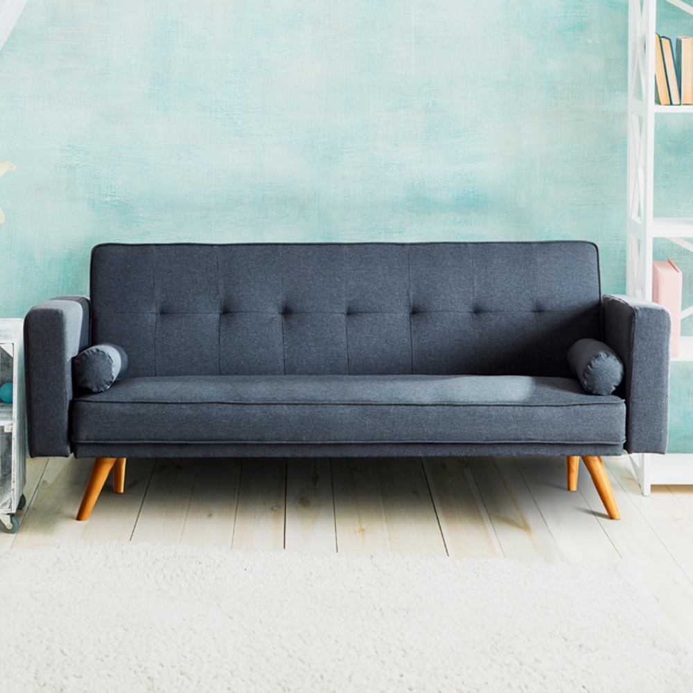 Brooklyn Grey Linen Upholstered Sofa Bed Image 1