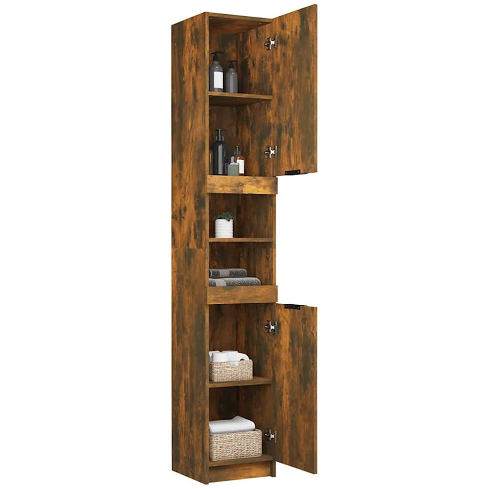 vidaXL 2 Door Smoked Oak Wood Bathroom Cabinet Image 4