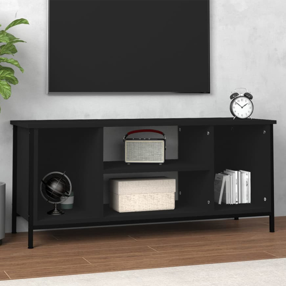 vidaXL 4 Shelf Black TV Cabinet Image 1