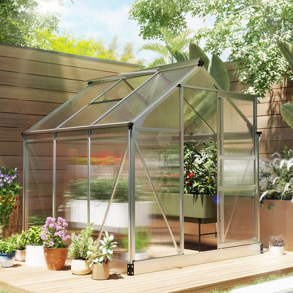 Outsunny Aluminium Polycarbonate 6 x 6ft Walk-in Greenhouse Image 2