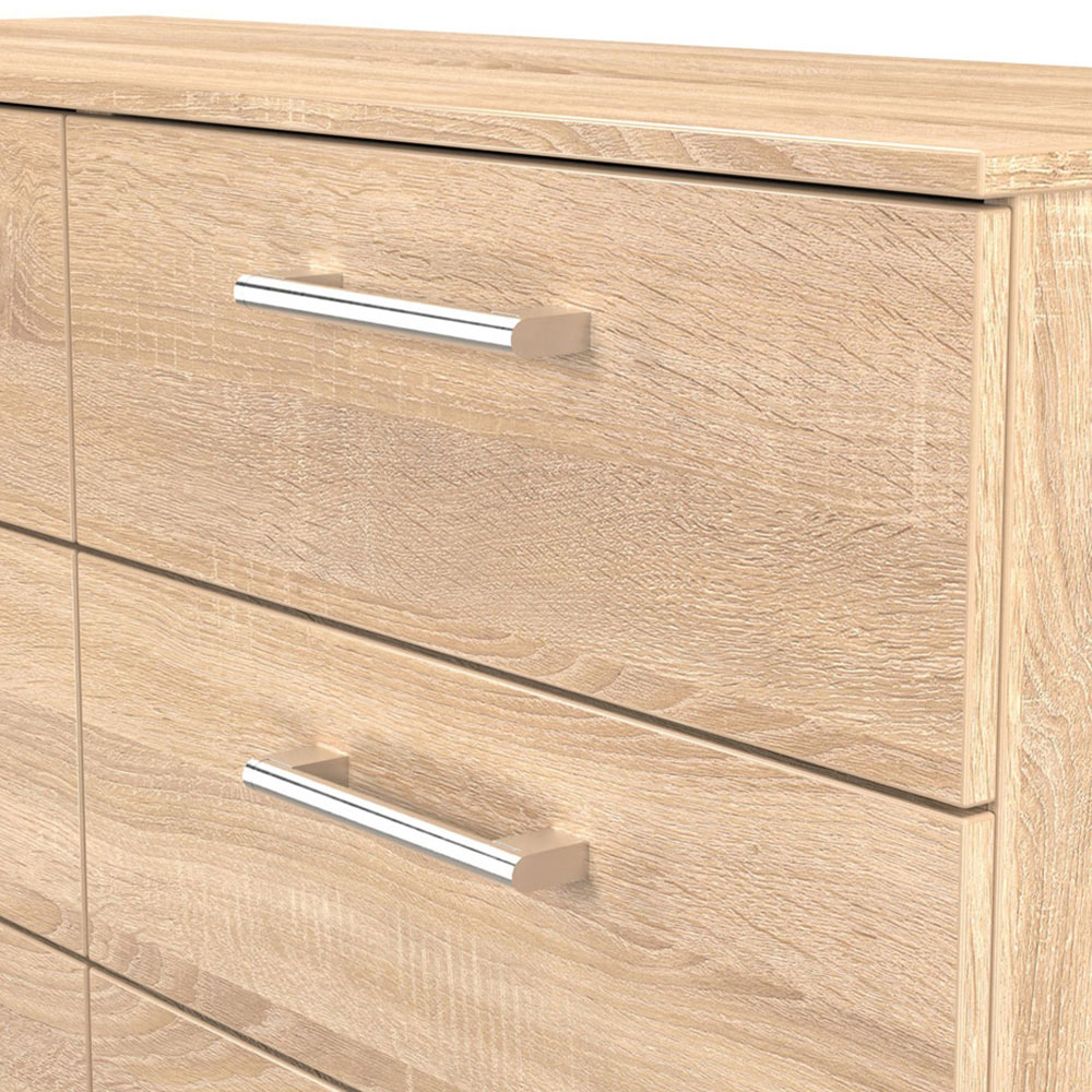 Crowndale Devon 6 Drawer Bardolino Oak Wide Chest of Drawers Ready Assembled Image 5