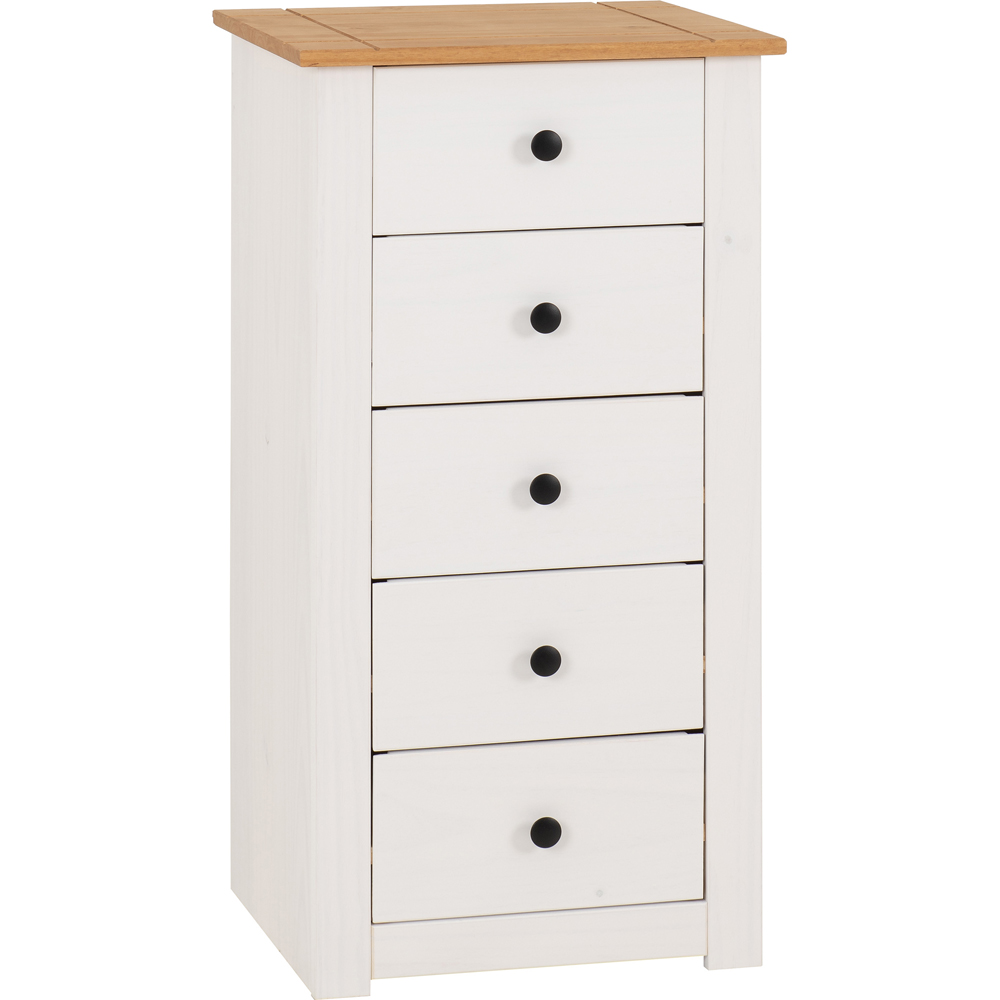Seconique Panama 5 Drawer White and Natural Wax Chest of Drawers Image 2