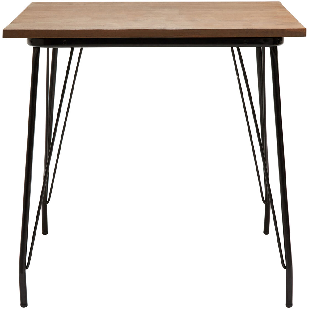 Premier Housewares 2 Seater Black Metal and Elm Wood Square Dining Table Image 2