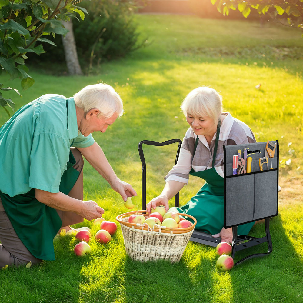 Outsunny Garden Kneeler and Foldable Seat Bench with Tool Bag Pouch Image 2