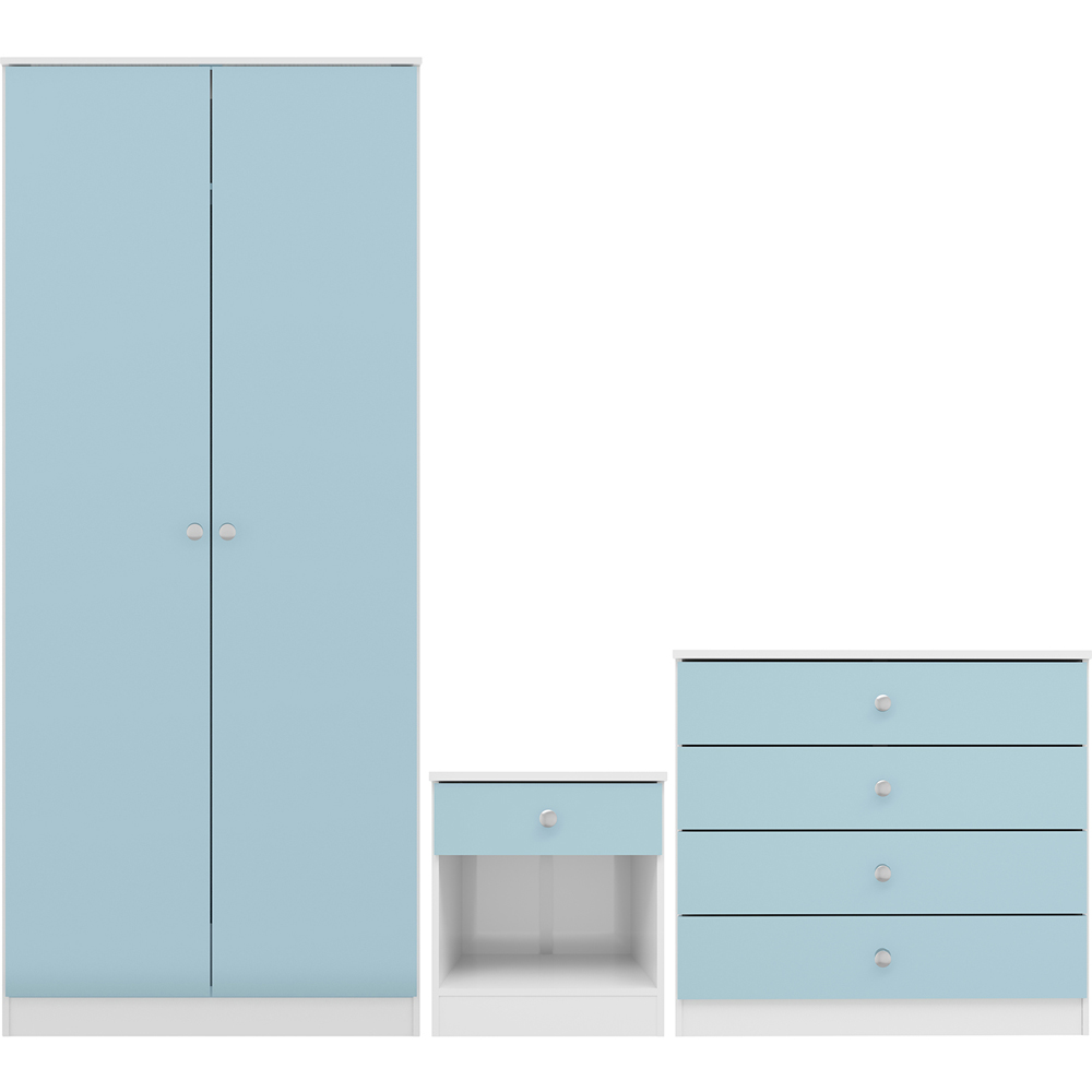 Seconique Denver 3 Piece White and Blue Gloss Furniture Set Image 2