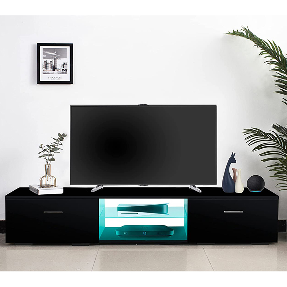 MDA Designs Avior 1600 2 Door Black TV Cabinet with LED Lighting Image 6