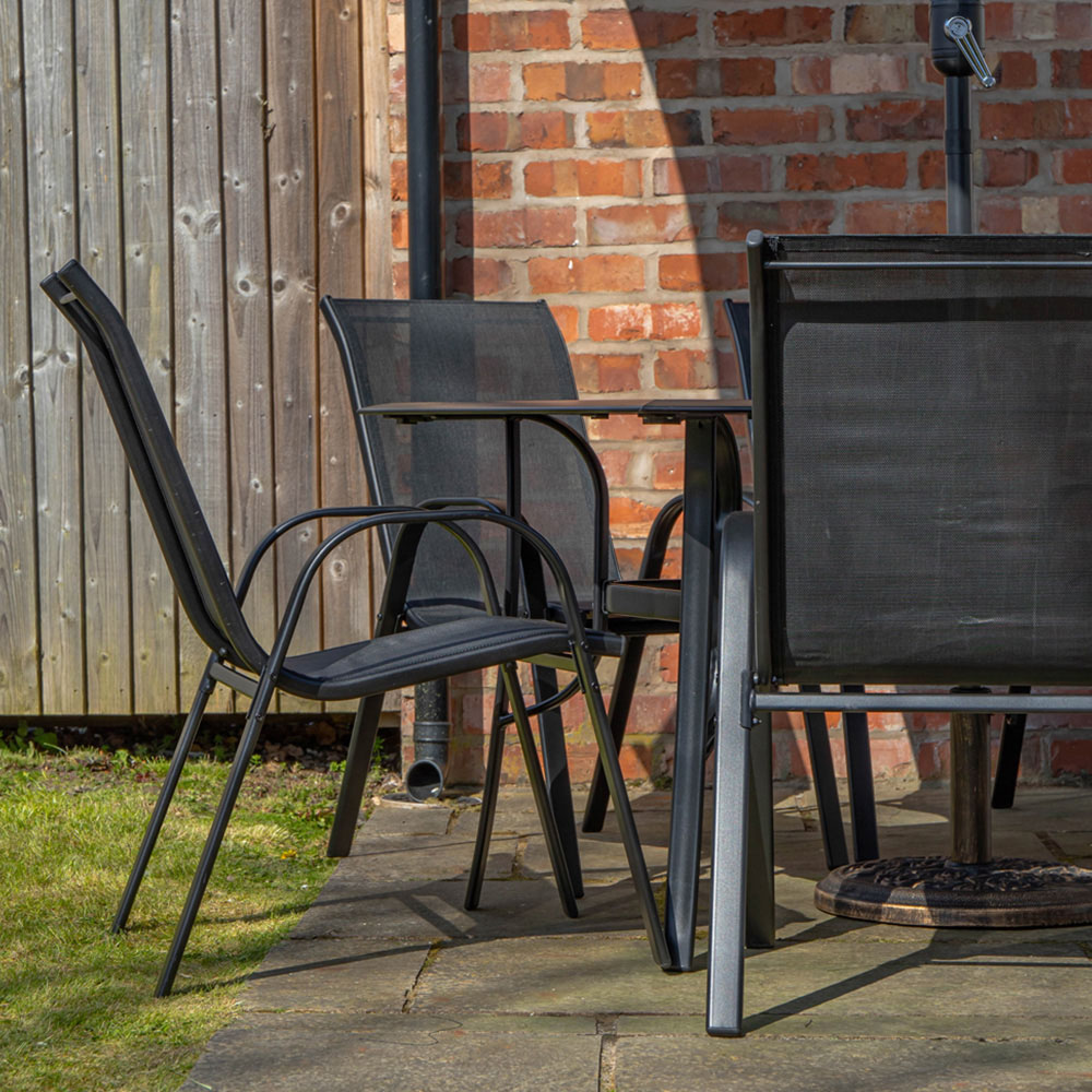 Samuel Alexander 6 Seater Glass Top Garden Dining Table with Grey Parasol and Base 2.7m Image 6