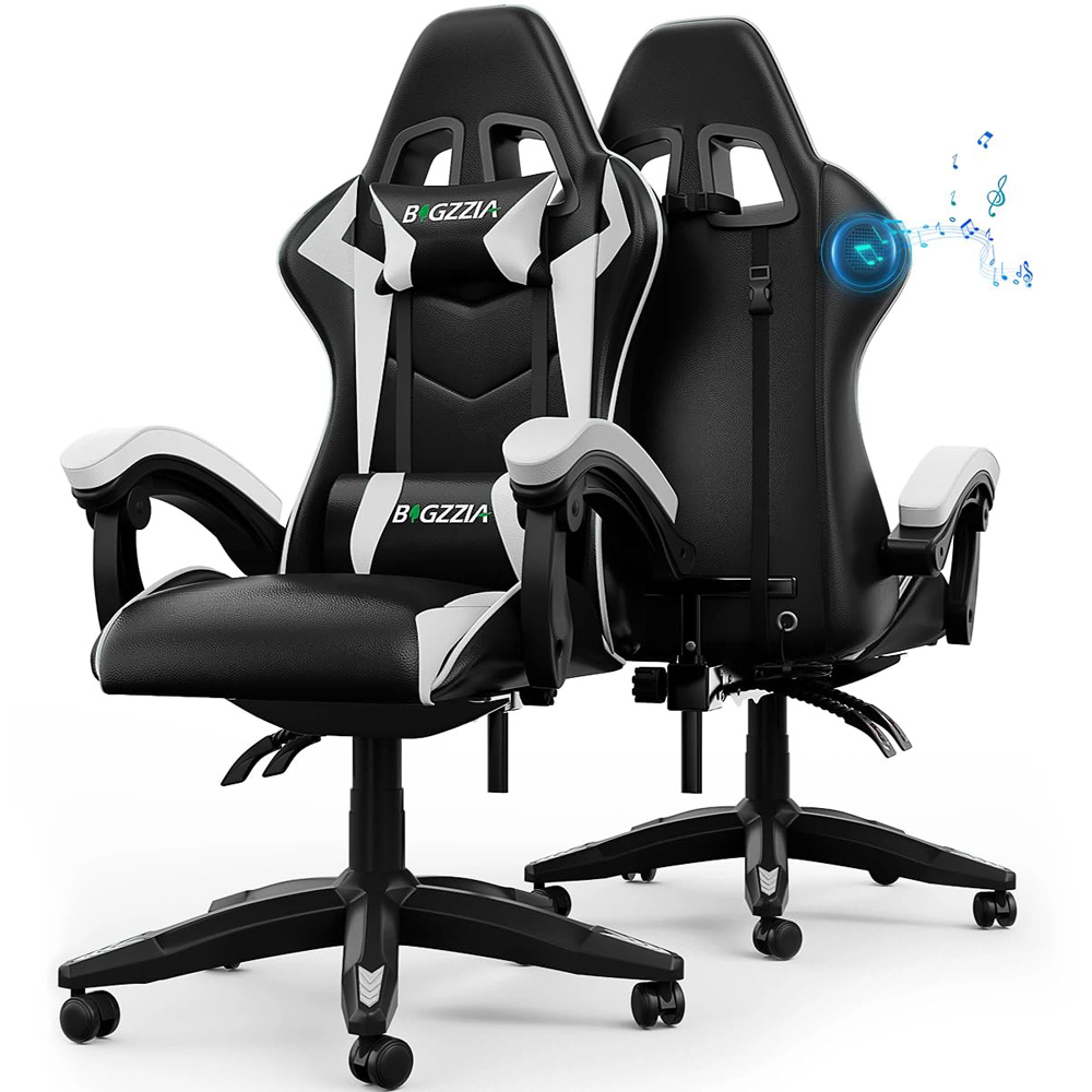 Rattrix White Ergonomic High Back Gaming Chair with Bluetooth 5.3 Stereo Speakers Image 2