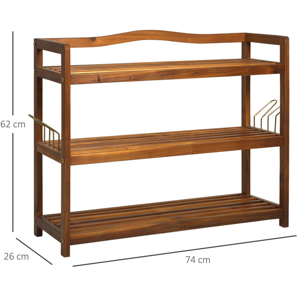 Portland 3 Tier Acacia Wooden Shoe Rack Image 8