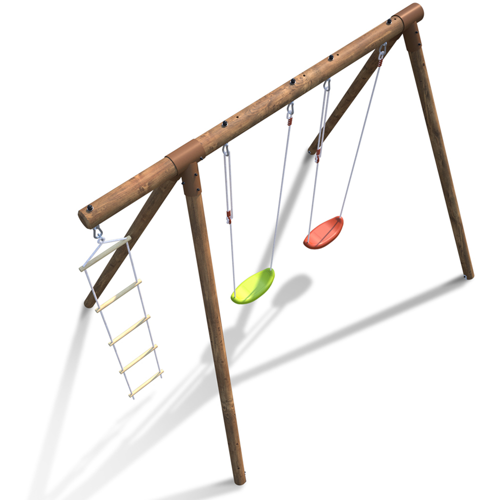 Soulet Arthur Double Wooden Kids Swing Set with Rope Ladder Image 4