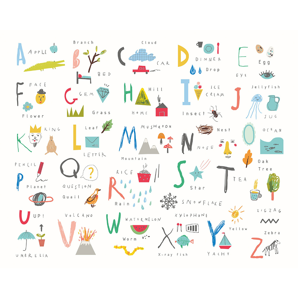 Origin Murals Children's Alphabet Illustrations Multicolour Wall Mural Image 2