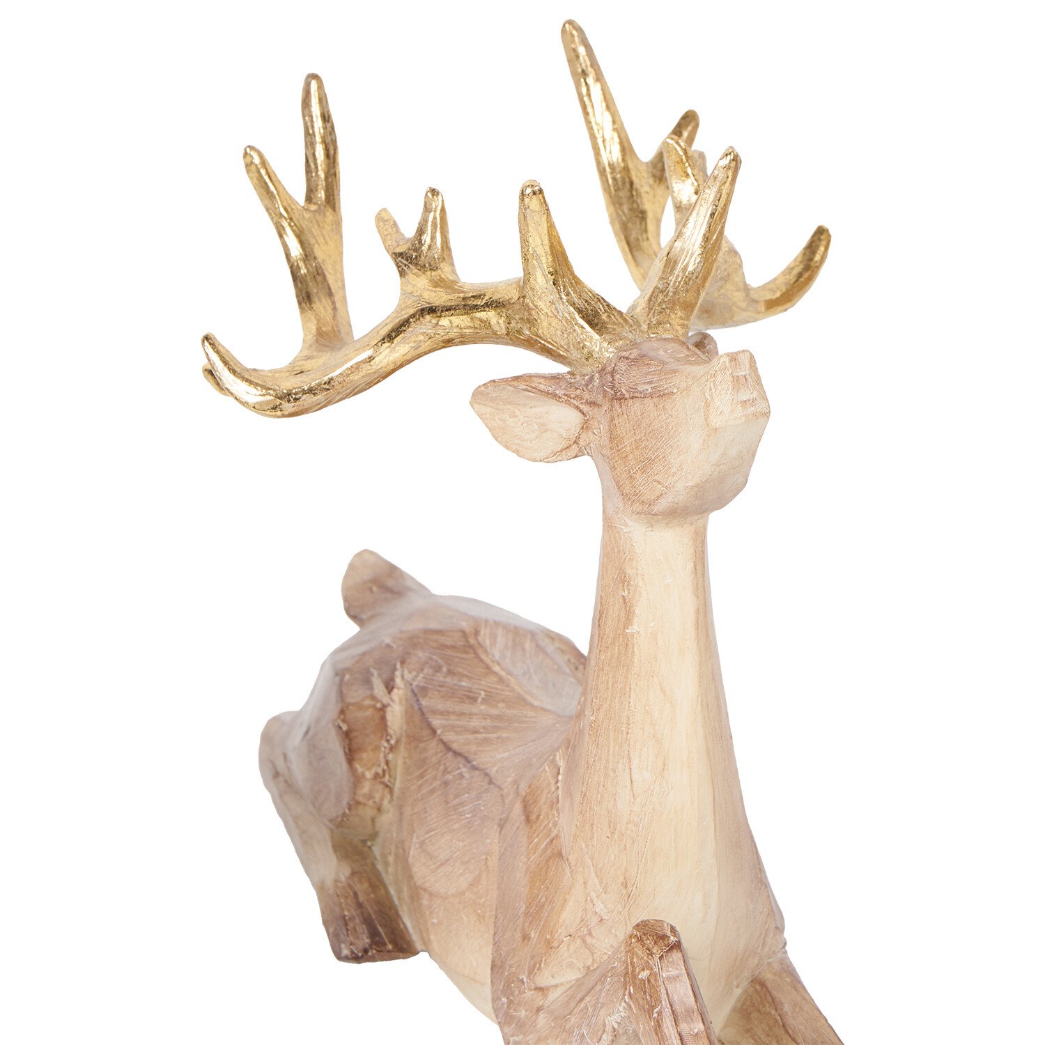 Set of 4 Wood Effect Reindeer SceneNatural and Green Image 4