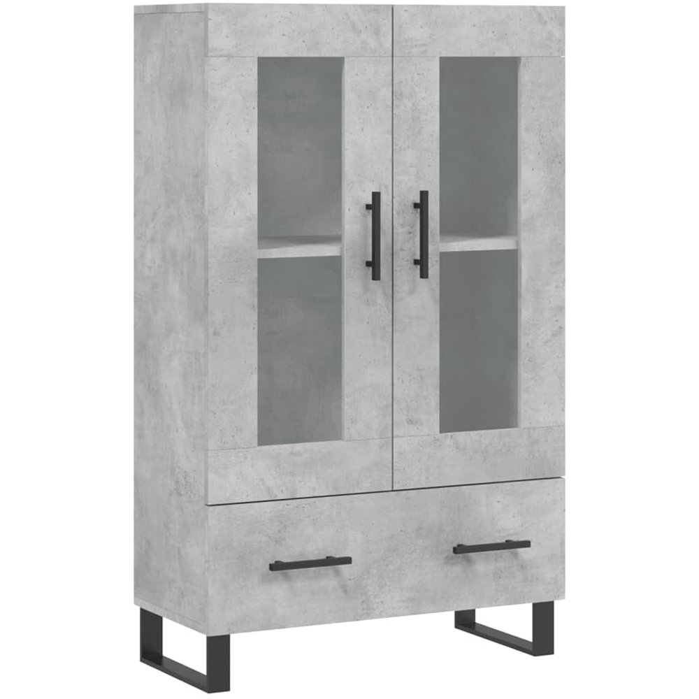 vidaXL 2 Glass Door Single Drawer Concrete Grey Highboard Image 2