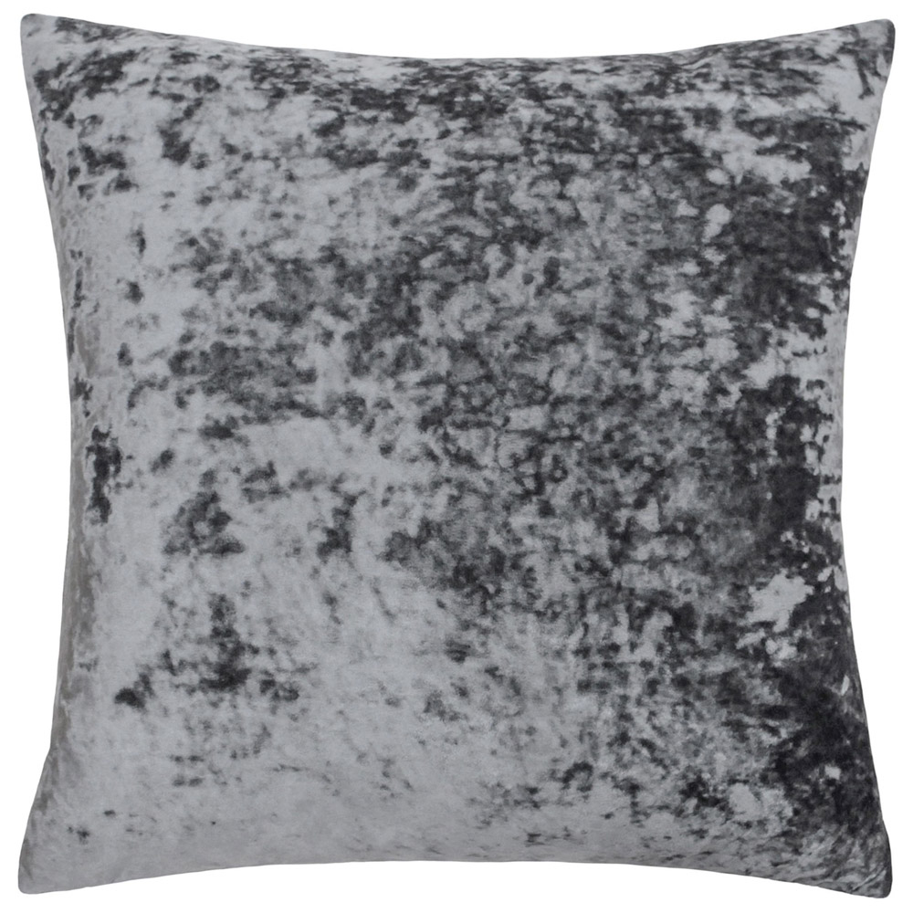 Paoletti Verona Pewter Square Crushed Velvet Cushion Image 1