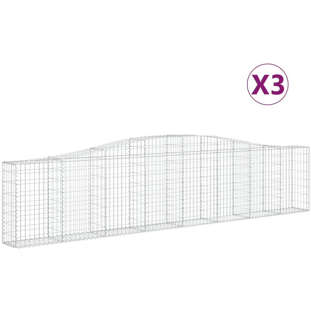 vidaXL Silver Galvanised Iron Gabion Basket 400 x 30 x 80/100cm 3 Pack Image 4
