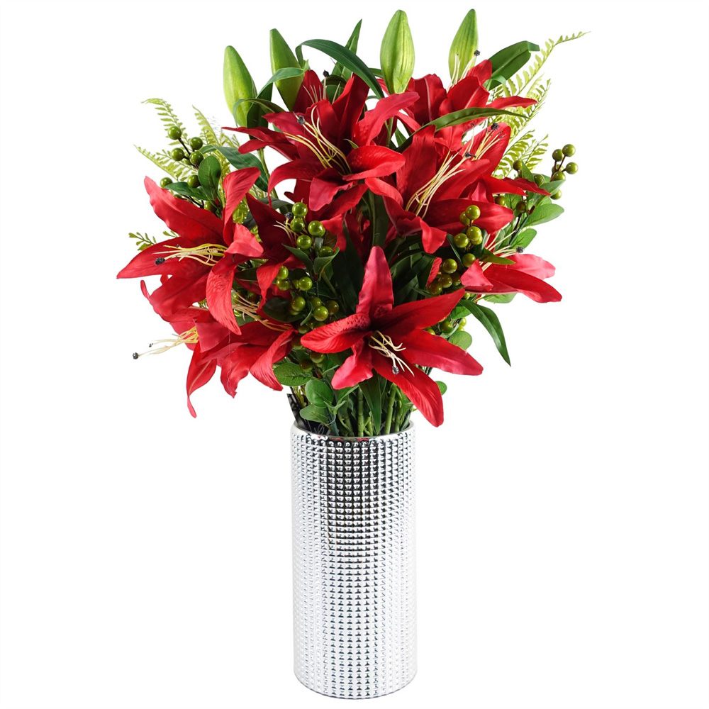 Leaf Silver Dot Glass Vase 30cm Image 4