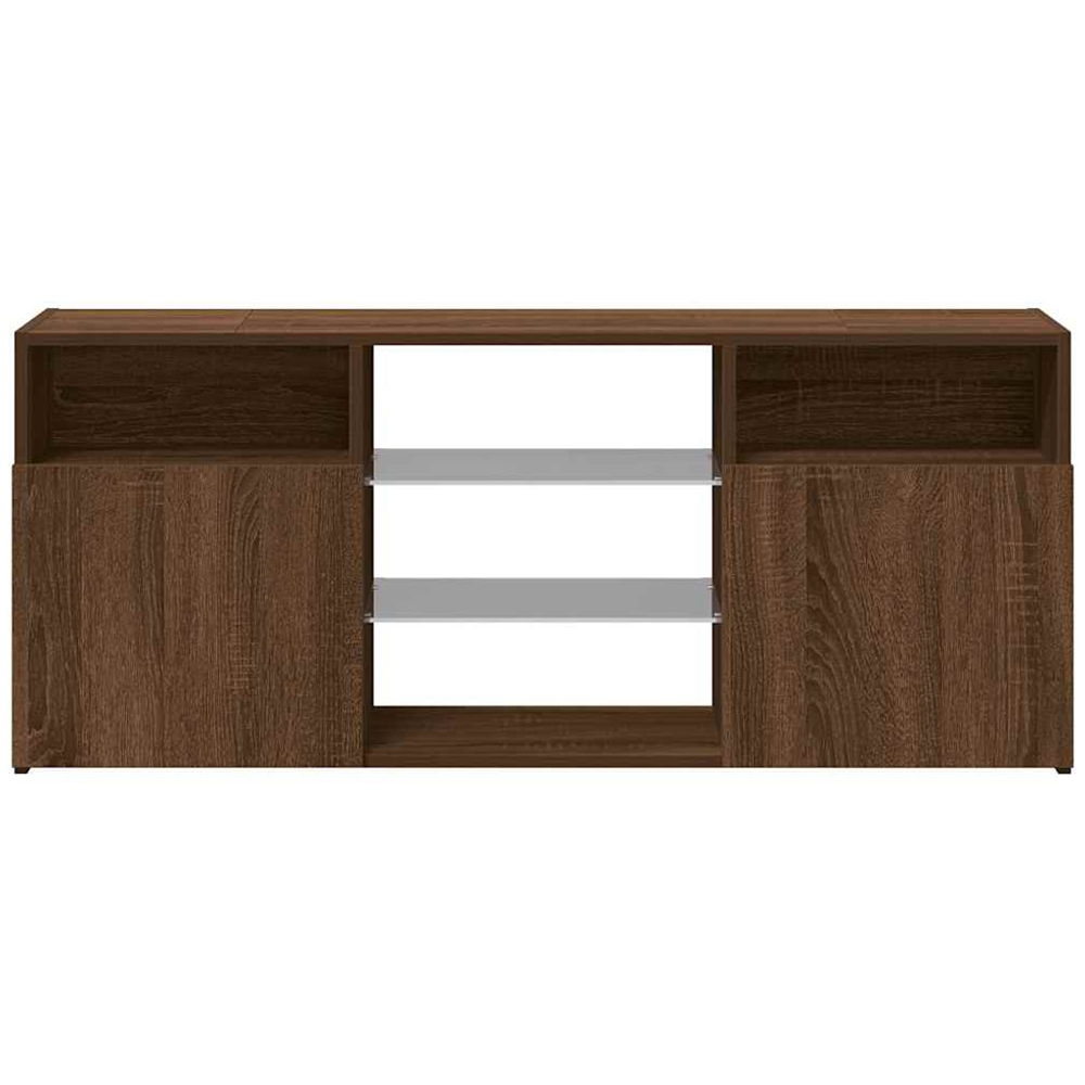 vidaXL 2 Door 4 Shelf Brown Oak Wide TV Cabinet with LED Lights Image 7