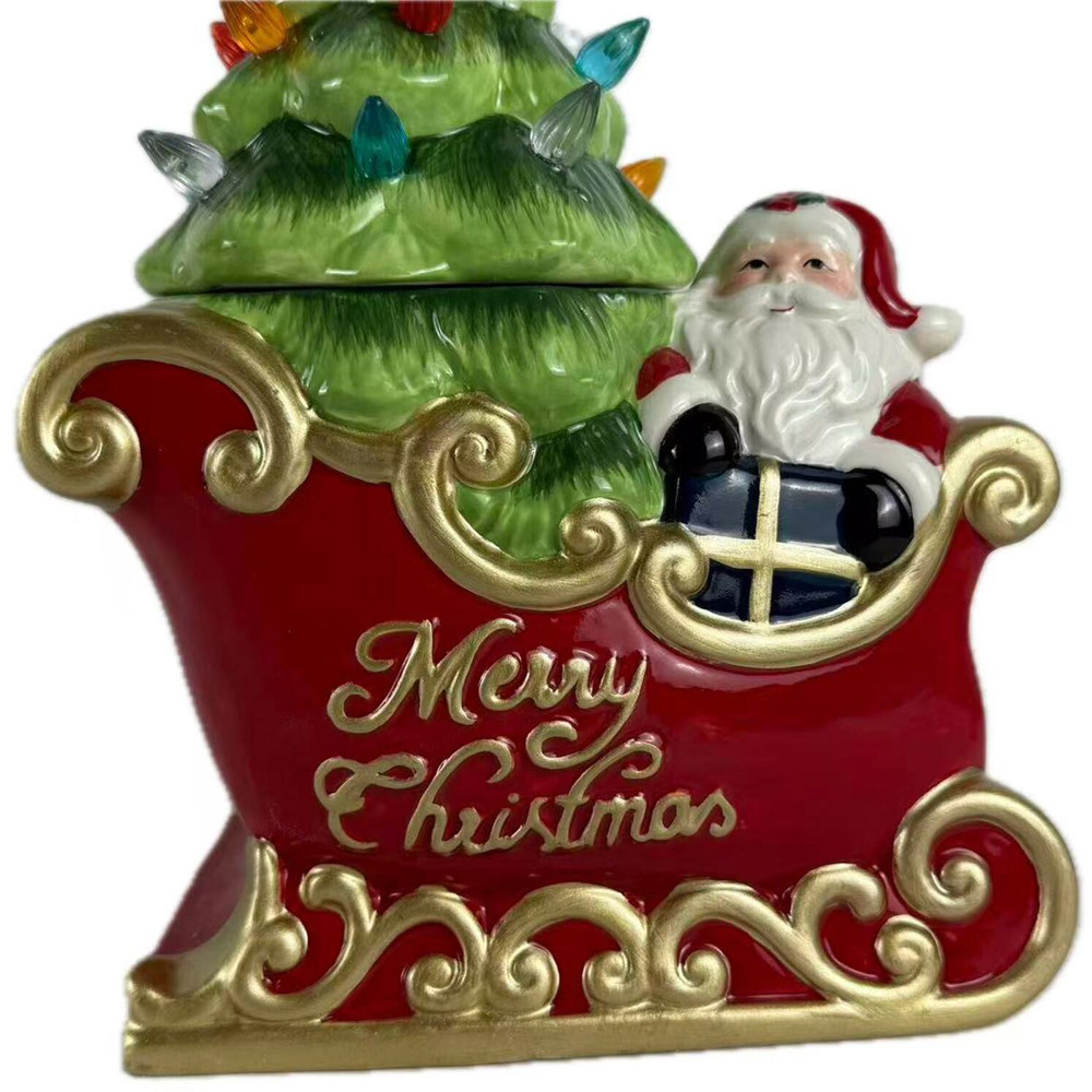 LED Santa's Sleigh Cookie Jar Ornament Image 4