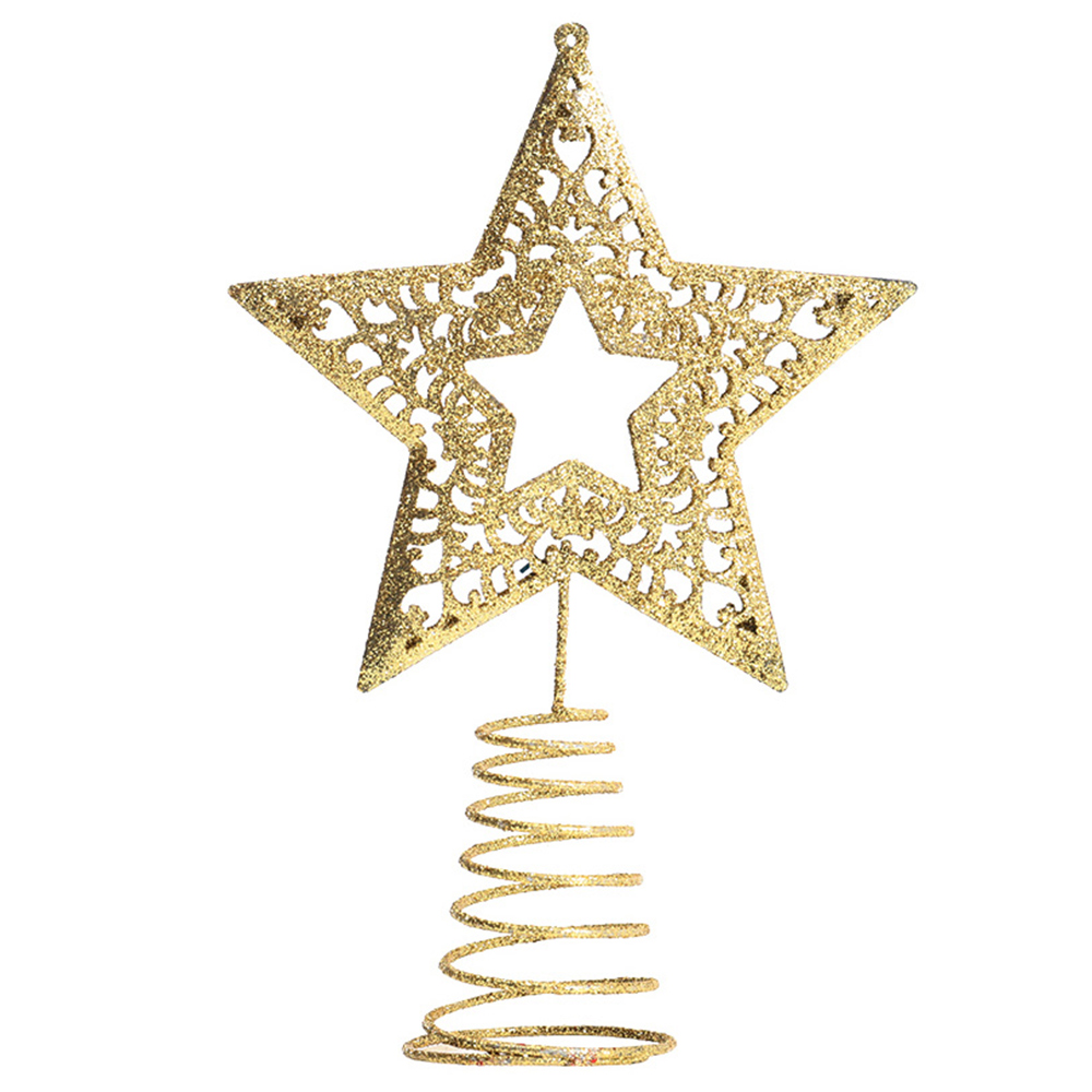 Living and Home Gold Glitter Star Christmas Tree Topper 15 x 11cm Image 1
