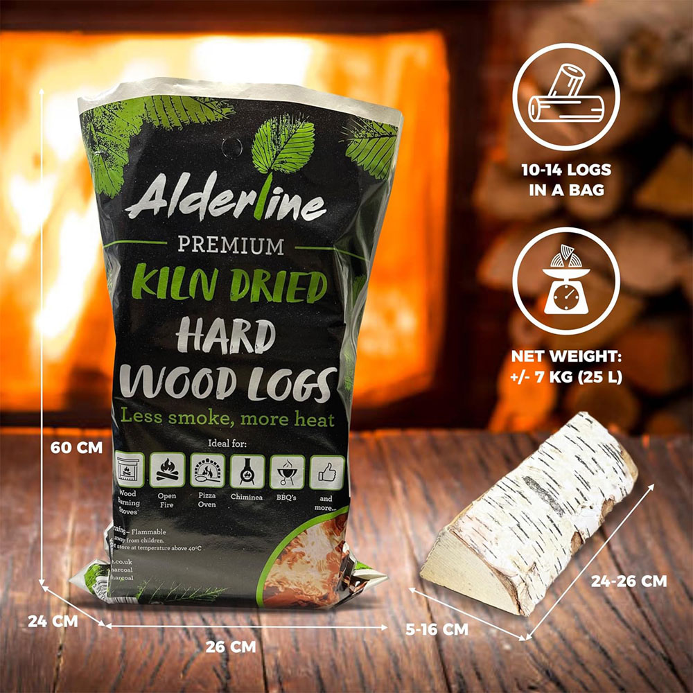 RoyalFire Alderline Kiln Dried Birch Firewood Bag 7kg Image 2
