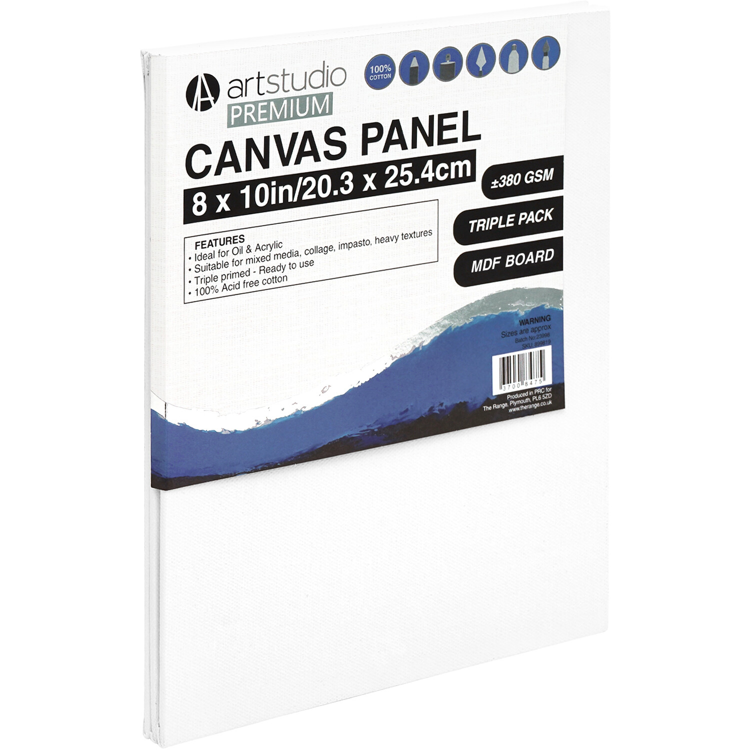 Art Studio Premium Canvas Panel 20.3 x 25.4cm 3 Pack Image 2