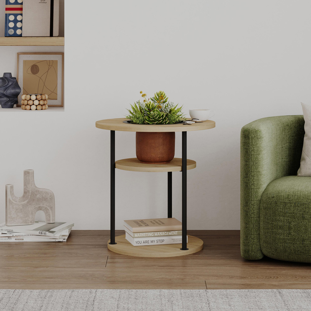 Decortie Grova 3-Tier Sapphire Oak Side Table Image 4