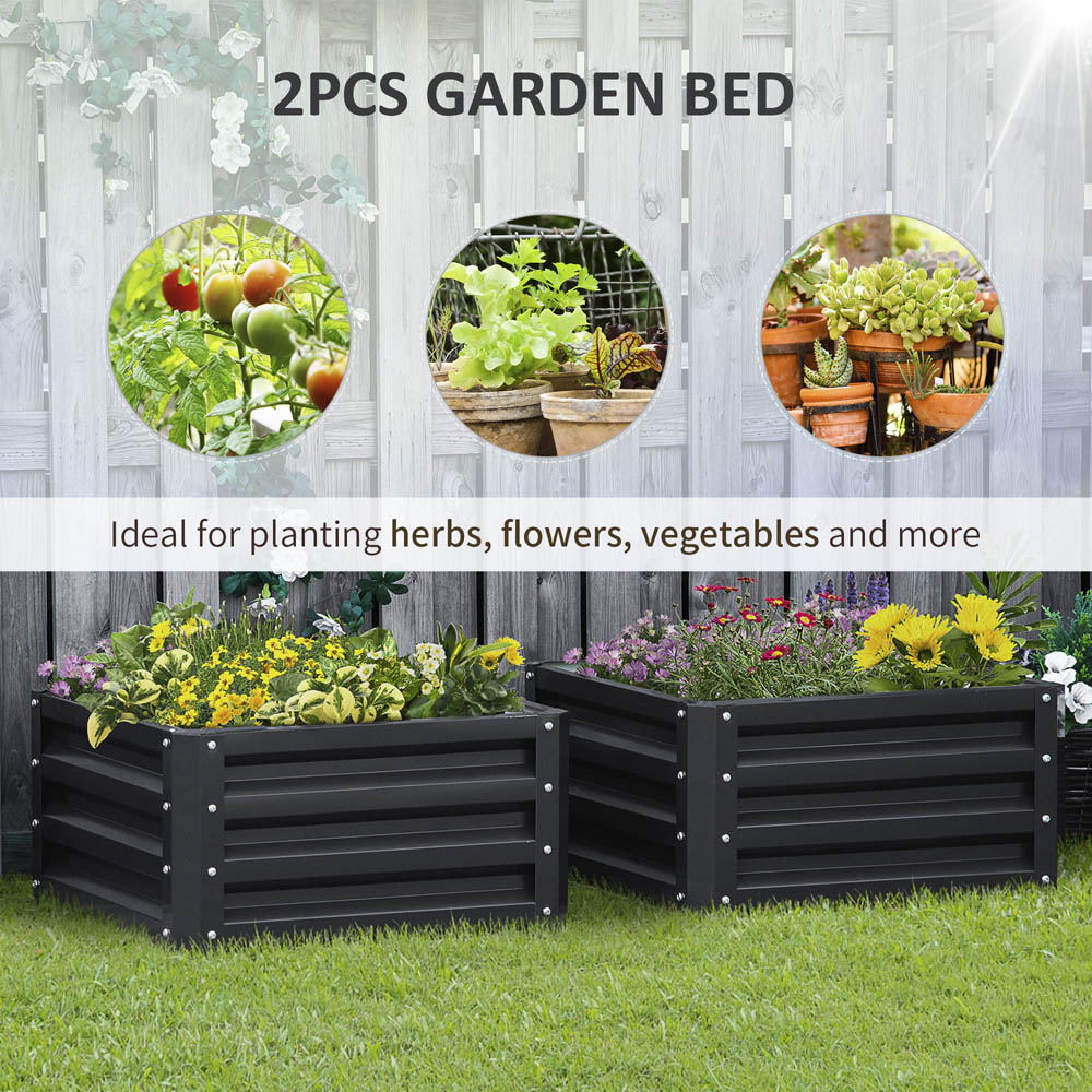 Outsunny Grey Galvanised Steel Raised Garden Bed Planter 2 Pack Image 5