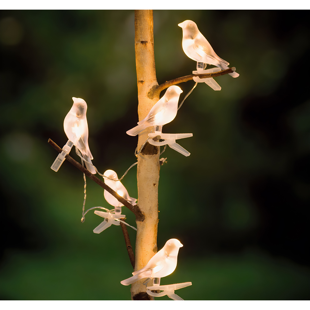Avilo Hand-Painted Clip-On Bird Decoration with Solar Light 5 Pack Image 3