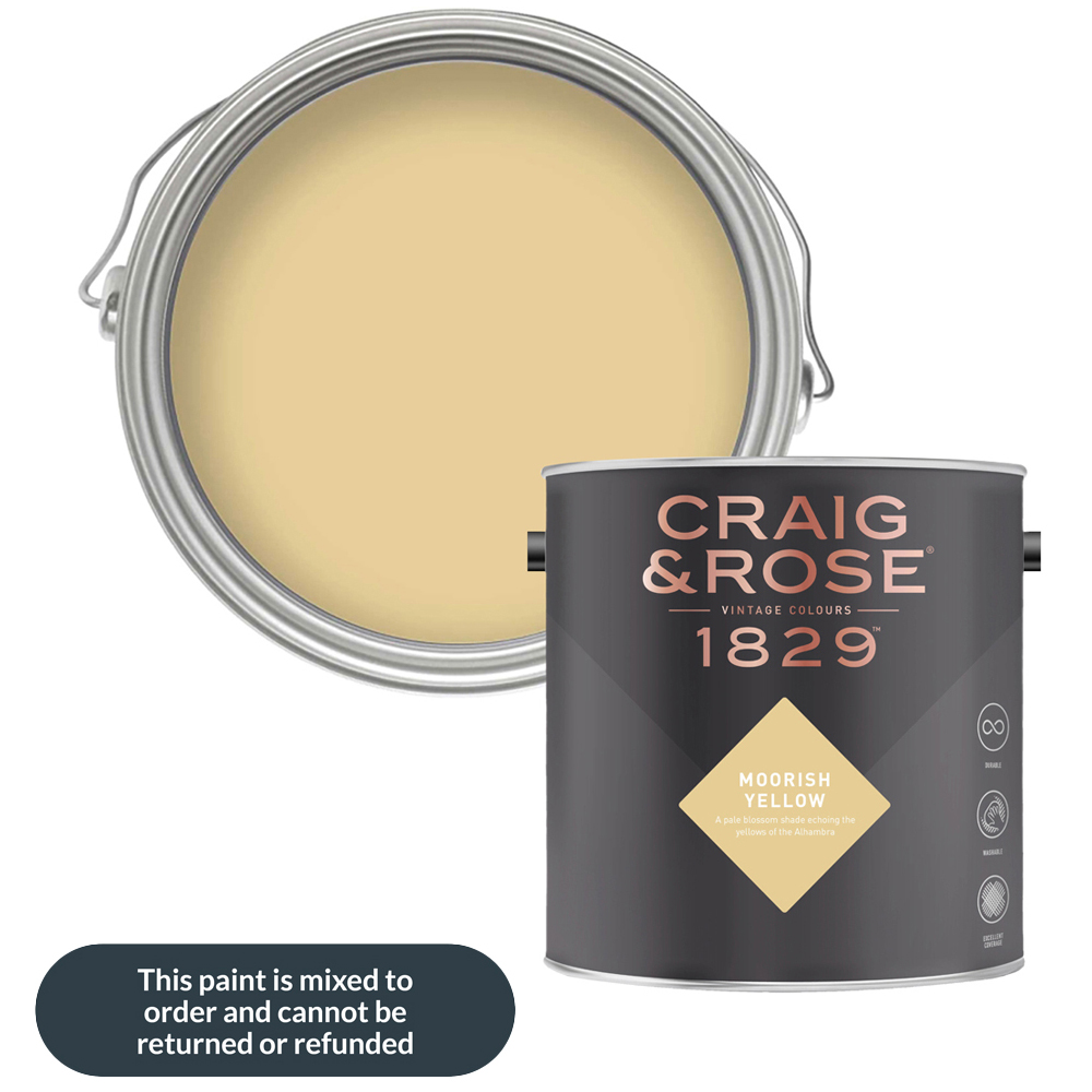 Craig & Rose Walls and Ceilings Moorish Yellow Chalky Emulsion Paint 5L Image 1