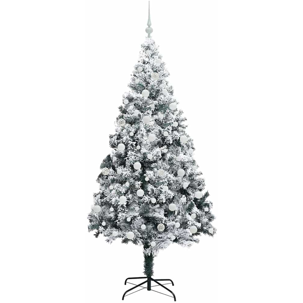 vidaXL Pre-Lit White Baubles White Artificial Christmas Tree 7ft Image 4