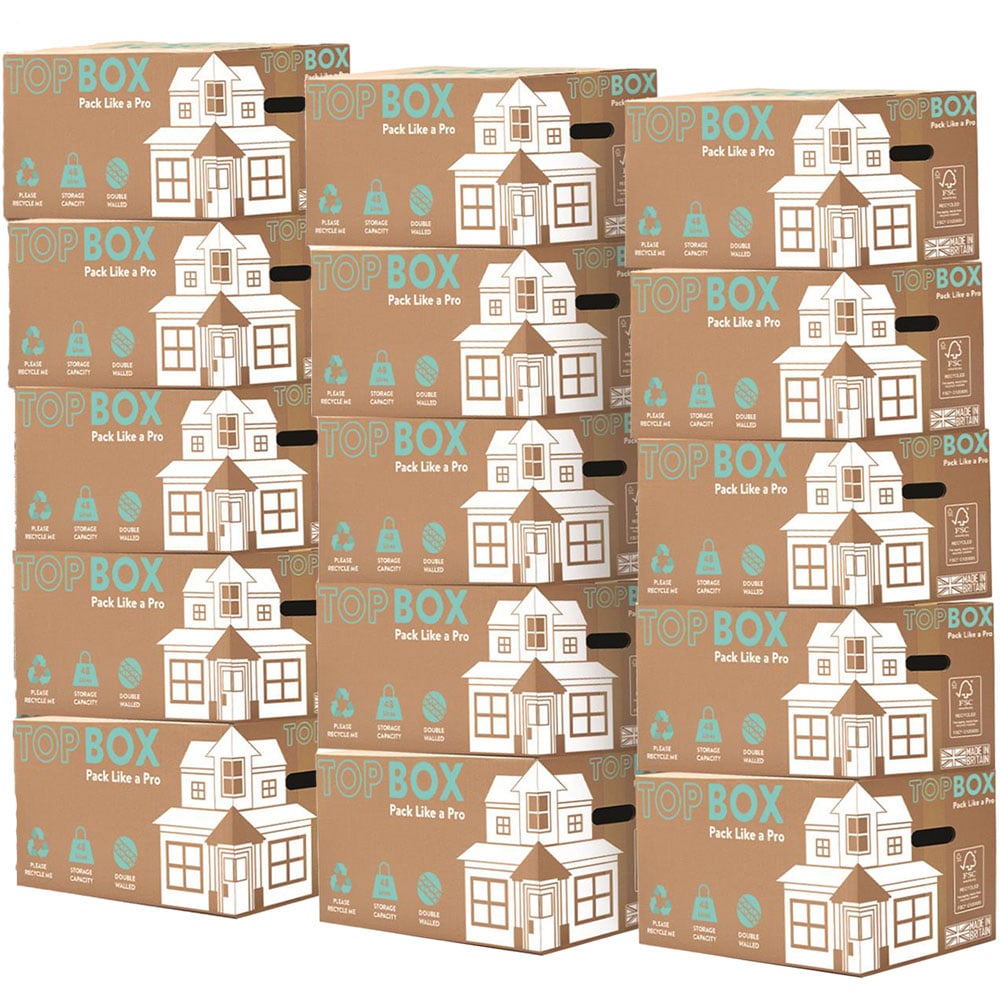 Topbox 48L Large Double Walled Moving and Storage Boxes 15 Pack Image 1