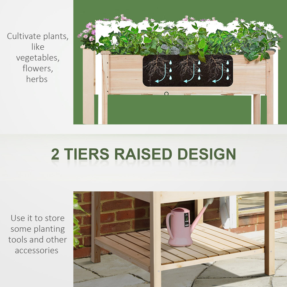 Outsunny Elevated Garden Planting Bed Stand with Storage Shelf Image 4