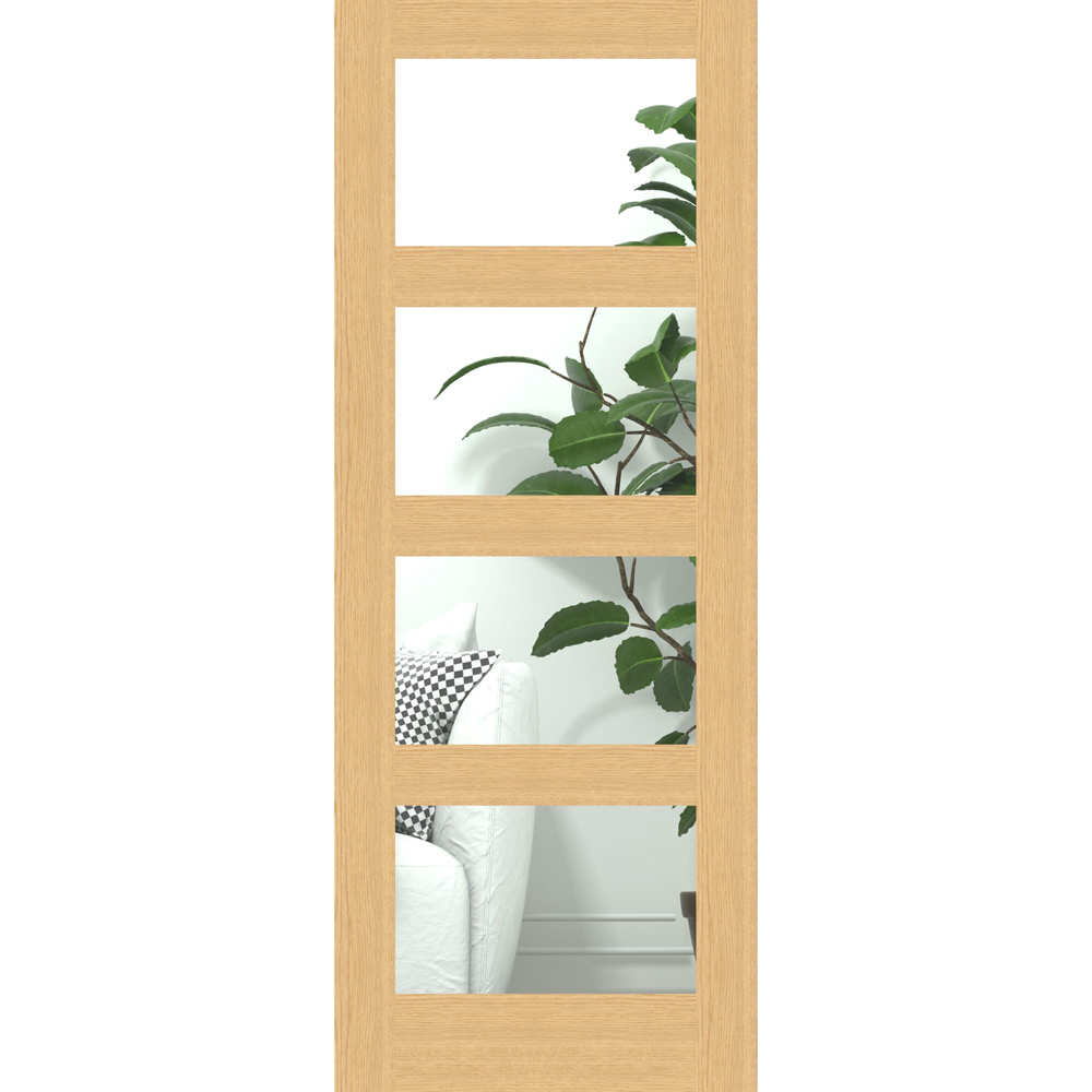 Green & Taylor Shaker Oak 4 Lite Clear Glazed Prefinished Internal Door 1981 x 610mm Image